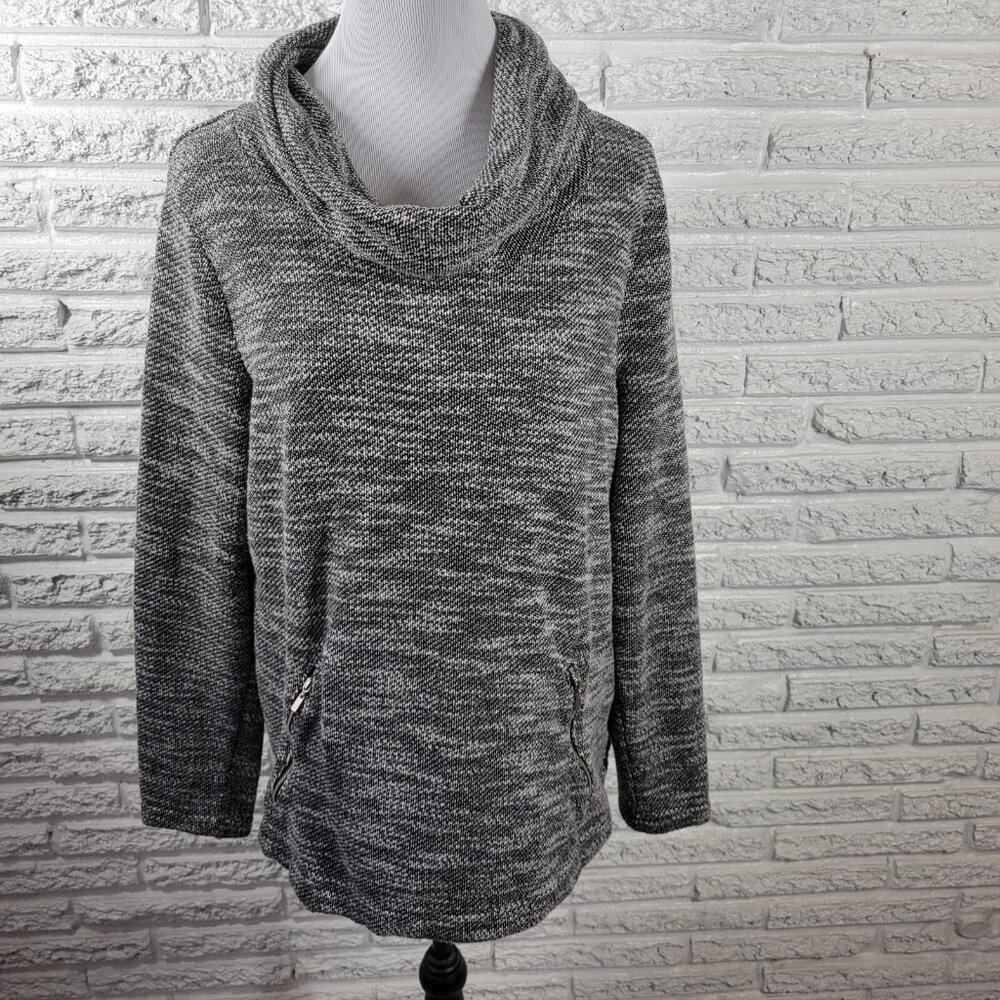 Croft & Barrow XL Gray Turtleneck‎ Pullover Sweater Cotton Blend Zipper SWE47E